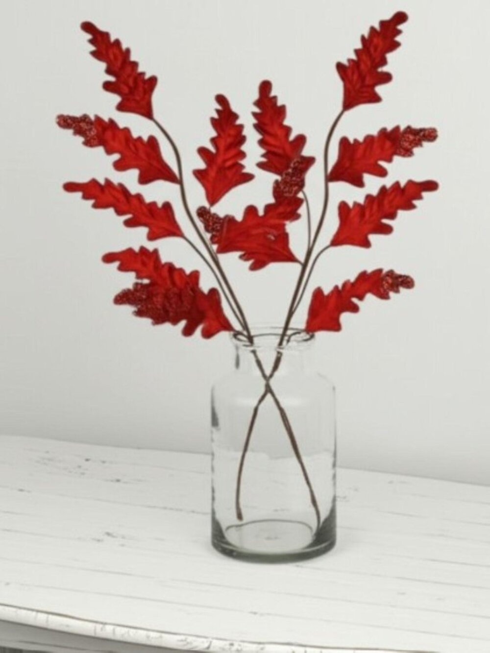 Designer 32" Glitter Velvet Acanthus Leaf Spray Christmas Tree Wreath Decoration